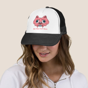 Gorra De Camionero diseño gráfico de gato cerebro de dibujos animados