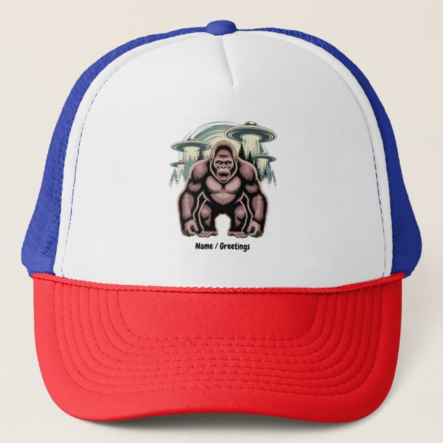 Gorra De Camionero Diseño gráfico divertido Bigfoot Sasquatch Alien U (Anverso)