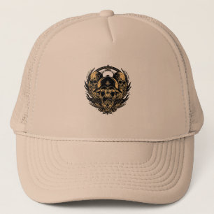 Gorra De Camionero Diseño Intrincado de Cráneo