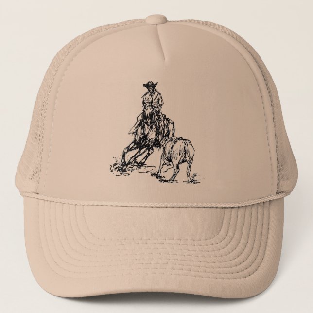 Gorra De Camionero Diseño occidental del bosquejo del caballo del (Anverso)