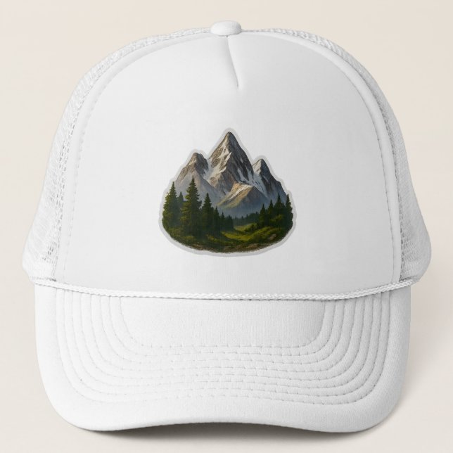 Gorra De Camionero Diseño paisajístico de montaña (Anverso)