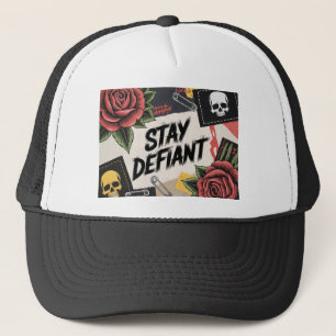 Gorra De Camionero Diseño Rebelde: Eslogan Punk "Mantén la Rebeldía"