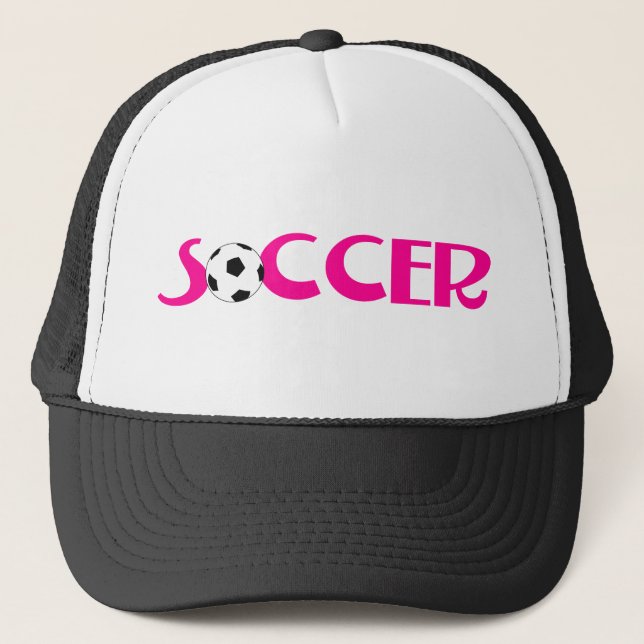 Gorra De Camionero Diseño rosado del balón de fútbol (Anverso)