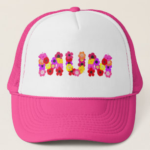 Gorra De Camionero Diseño tipográfico floral de mamá