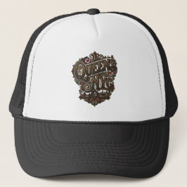 Gorra De Camionero Diseño tipográfico ornamentado de Queens Nueva Yor