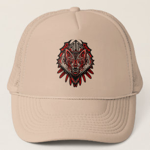 Gorra De Camionero Diseño Totémico Tribal Haida de Lobo