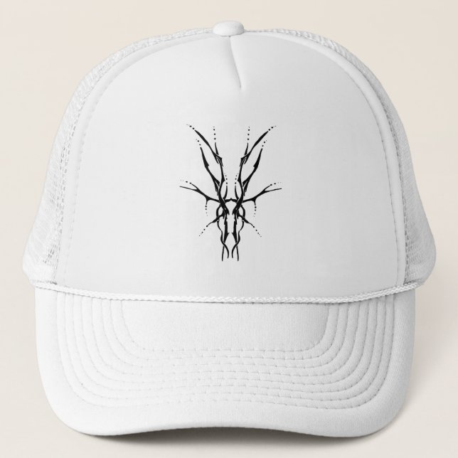 Gorra De Camionero Diseño tribal de cráneo de ciervos para cazadores  (Anverso)