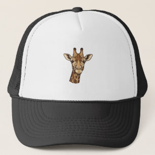 Gorra De Camionero Diseño vectorial de cabeza de jirafa grabada vinta