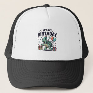 Gorra De Camionero Diseño vectorial de fiesta de cumpleaños de tortug