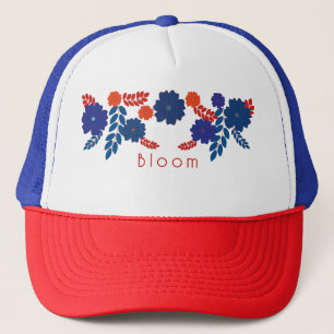 Gorra De Camionero Diseño vectorial de flores azules simples