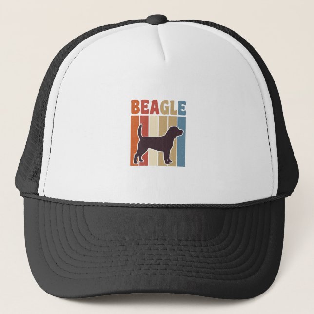 Gorra De Camionero Diseño vectorial de franja retro de perro Beagle v (Anverso)