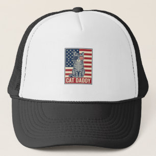 Gorra De Camionero Diseño vectorial de gato patriótico Cat Daddy_1