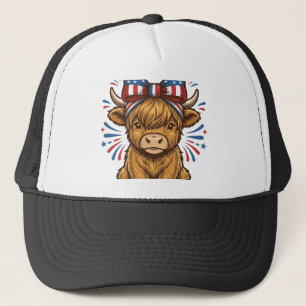 Gorra De Camionero Diseño vectorial de lazo de vaca de Highland patri