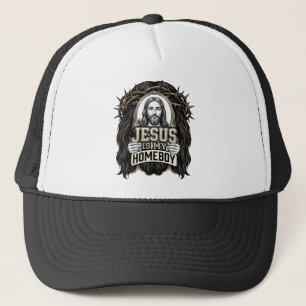 Gorra De Camionero Diseño vectorial de santa faz coronada grabada vin