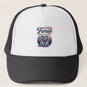 Gorra De Camionero Diseño vectorial patriótico de mapache salvaje 250