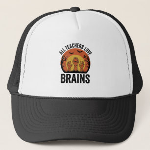 Gorra De Camionero Diseño vectorial vintage de cerebros de Halloween