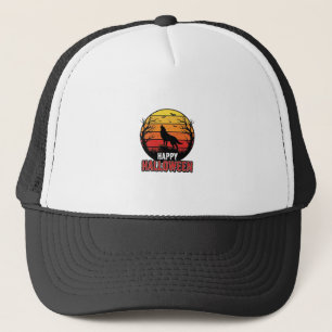 Gorra De Camionero Diseño vectorial vintage de lobo aullador feliz Ha
