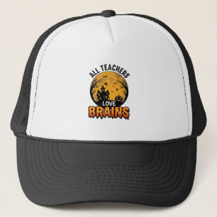 Gorra De Camionero Diseño Vintage Cerebros Amor Halloween Profesor_1