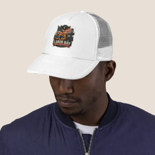 Gorra De Camionero Diseño Vintage Patriótico del Día del Trabajo Águi