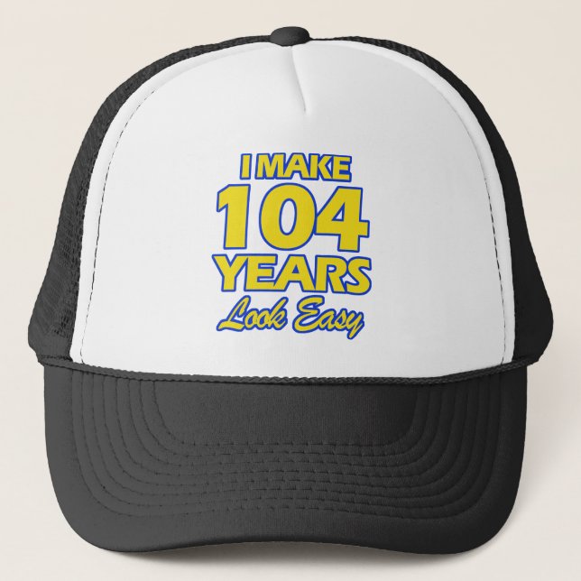 GORRA DE CAMIONERO DISEÑOS DEL CUMPLEAÑOS DE 104 AÑOS (Anverso)