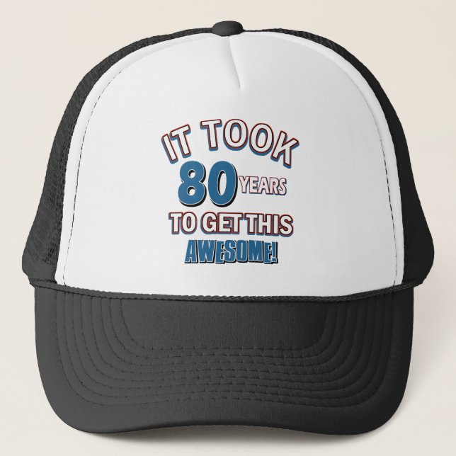 Gorra De Camionero diseños del cumpleaños de 80 años (Anverso)