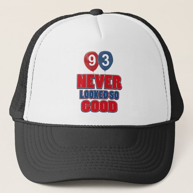Gorra De Camionero diseños del cumpleaños de 93 años (Anverso)