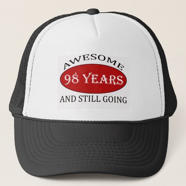 Gorra De Camionero diseños del cumpleaños de 98 años (Anverso)