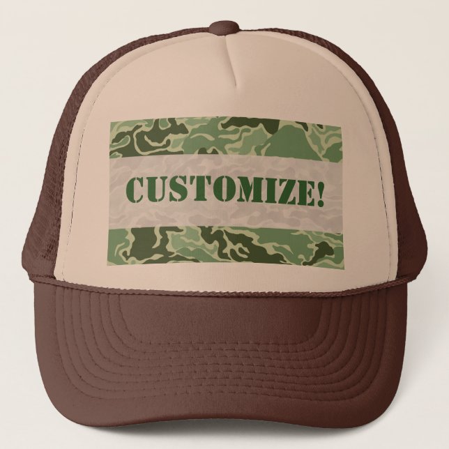 Gorra De Camionero Diseños verdes de encargo del camuflaje del (Anverso)