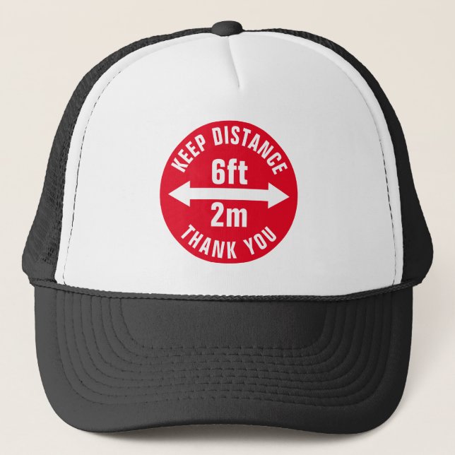 Gorra De Camionero Distancia social 6ft Mantener distancia gracias si (Anverso)