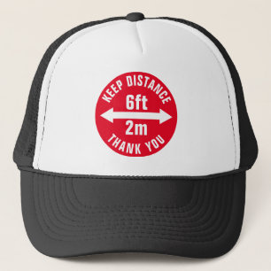 Gorra De Camionero Distancia social de 6 pies - Signo "Gracias"