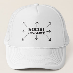 Gorra De Camionero Distancia social tipografía moderna y flechas dive