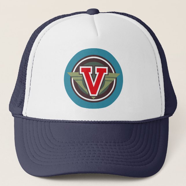 Gorra De Camionero Distinctive Letter "V" Deco Design (Anverso)