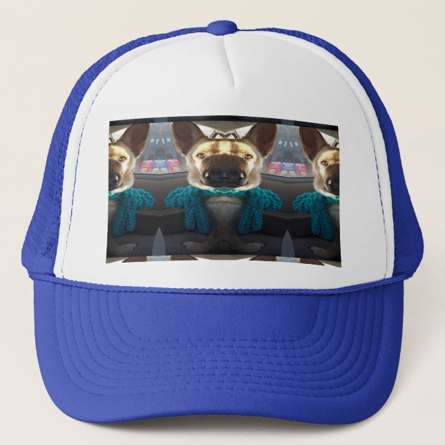 Gorra De Camionero Distorsión espejada de pastor alemán (Anverso)