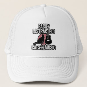 Gorra De Camionero Distracción fácil por gatos y música