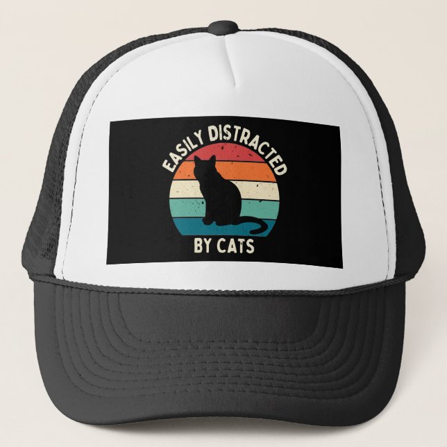 Gorra De Camionero Distraídos Fácilmente Por Los Gatos (Anverso)