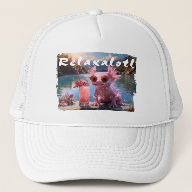 Gorra De Camionero Distressed Relaxalotl Axolotl (Anverso)
