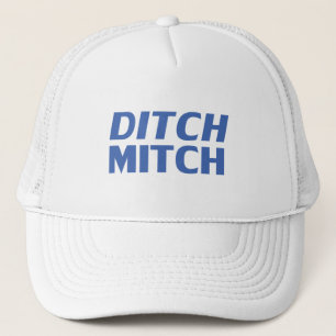Gorra De Camionero Ditch Mitch blanco azul moderno tipografía diverti
