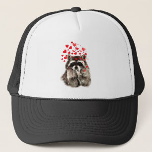Gorra De Camionero Diversión de color de agua Raccoon resbalando cora