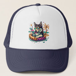 Gorra De Camionero Diversión vertida de verano con el tierno perro hi