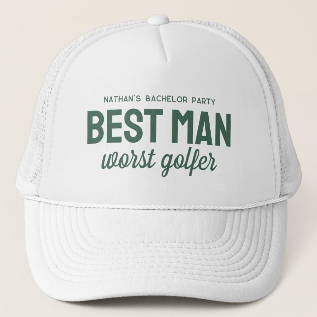 Gorra De Camionero Divertida despedida de soltero de golf mejor hombr (Anverso)