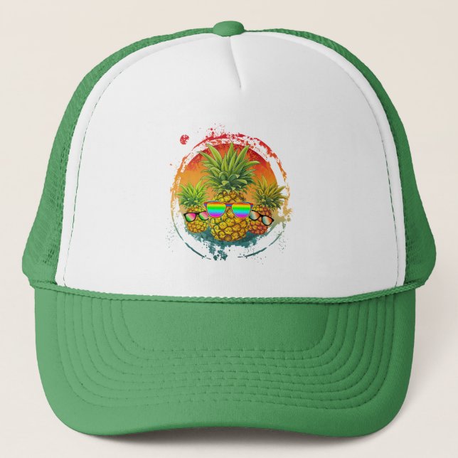 Gorra De Camionero Divertidas Vibes de verano de piña (Anverso)