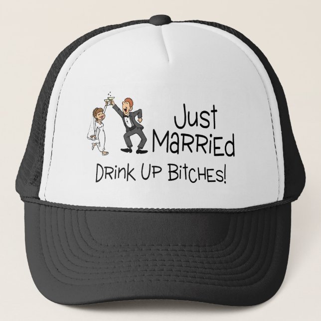 Gorra De Camionero Divertido apenas casado casando la tostada (Anverso)