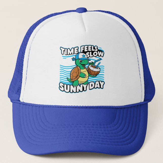 Gorra De Camionero Divertido día soleado de tortuga (Anverso)