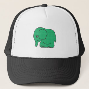 Gorra De Camionero Divertido elefante verde de punto cruzado