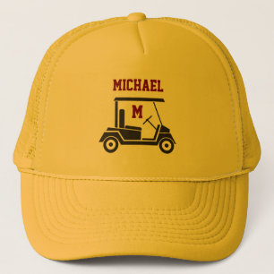 Gorra De Camionero Divertido Golf Guy Cart Monograma Nombre