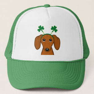 Gorra De Camionero Divertido perro del Día de San Patricio Dachshund 