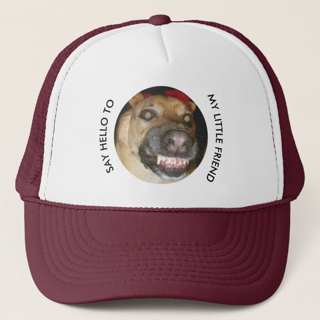 Gorra De Camionero Divertido Say Hello Black & Tan German Shepherd Do (Anverso)