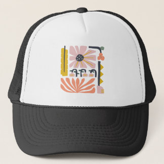 Gorra De Camionero Divertido y abstracto melocotón y rosa del jardín 