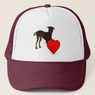 Gorra De Camionero Doberman Pinscher Con Corazón