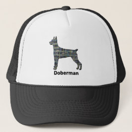 Gorra De Camionero Doberman Pinscher Cute Dog Silhouette Grid Persona